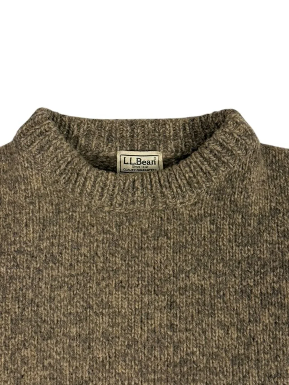 L.L.Bean 100% Lambswool Men's M  Crewneck Sweater Brown Heather Electric Grandpa